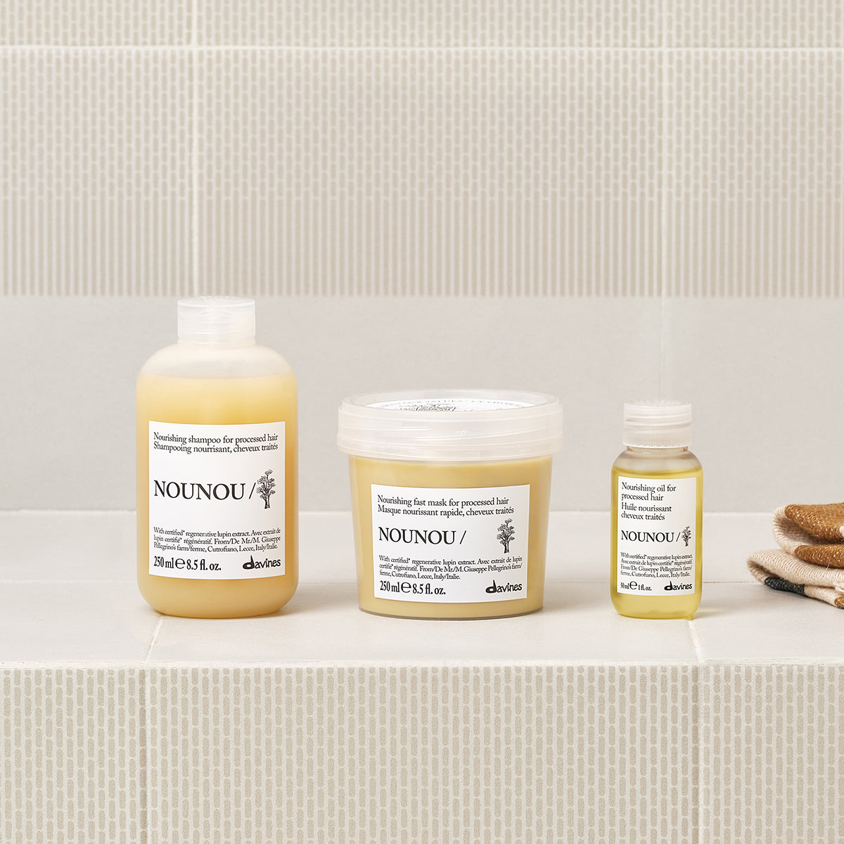 Davines ES International NOUNOU Shampoo - Champú nutritivo para cabello tratado y quebradizo