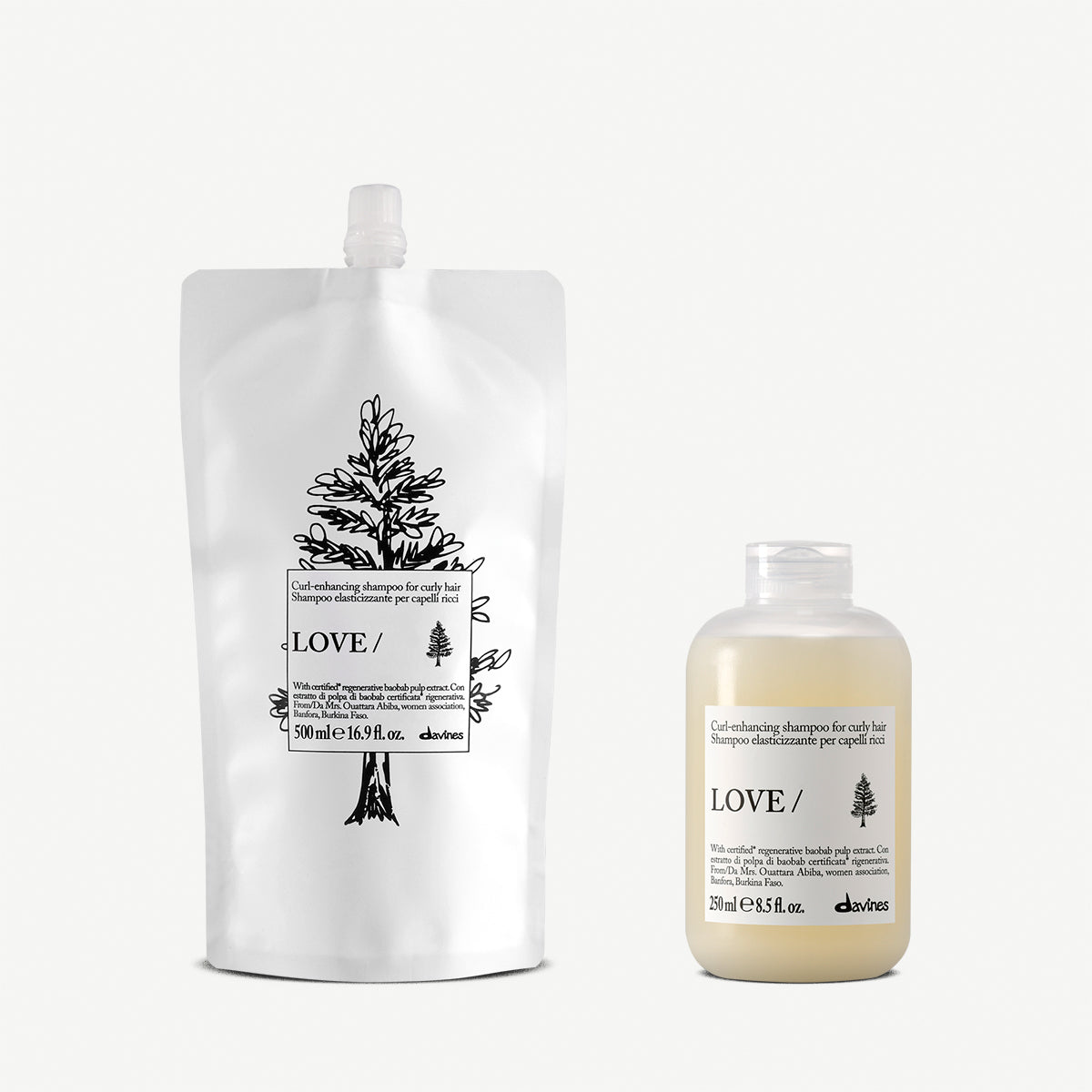Davines ES International LOVE CURL Shampoo + Refill - Kit de recarga de champú potenciador de rizos